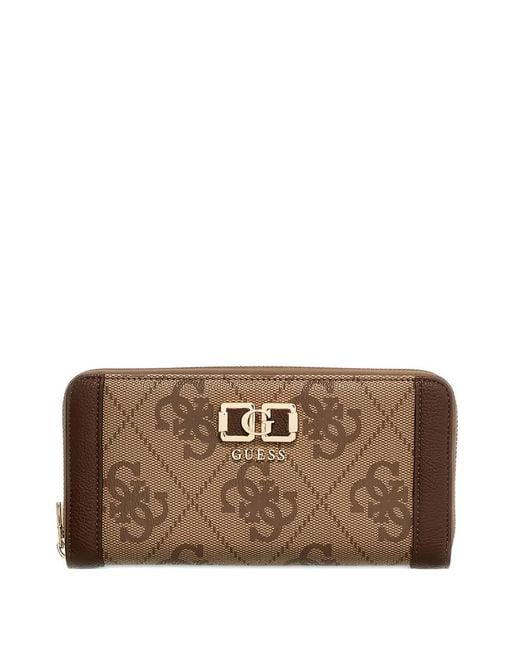 Guess Brown Maxi Karnilla 4G Monogram-Pattern Wallet