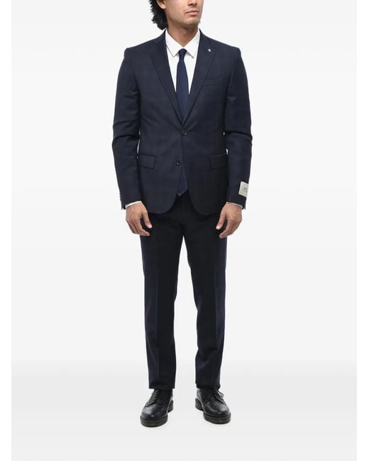 Corneliani Blue Checked Single-Breasted Suit for men