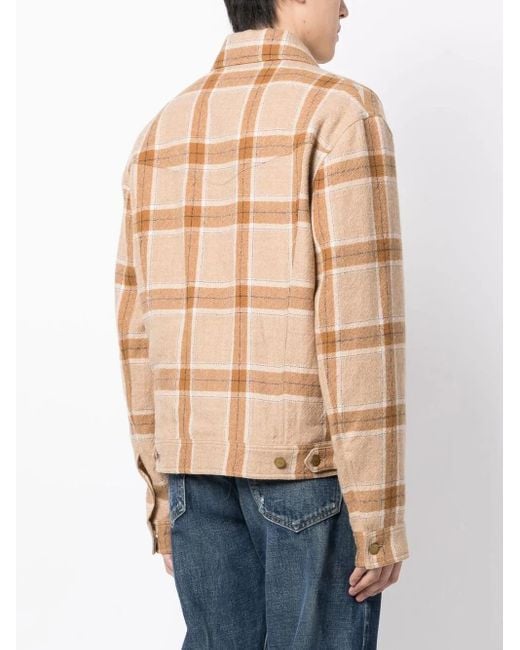 Nick Fouquet Natural Plaid-Check Print Shirt Jacket for men