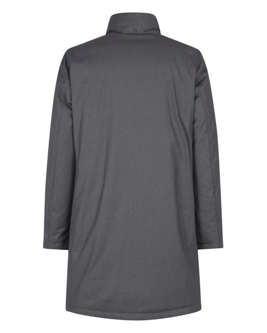 Herno Gray High-Neck Single-Breasted Coat for men