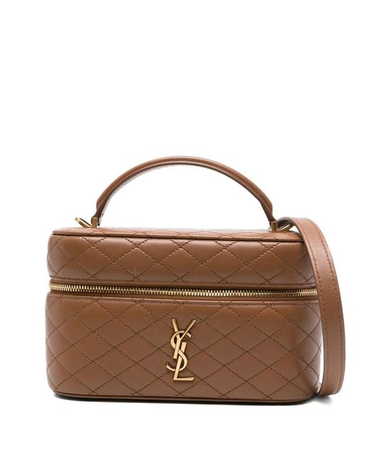 Saint Laurent Brown Gaby Quilted Mini Tote Bag
