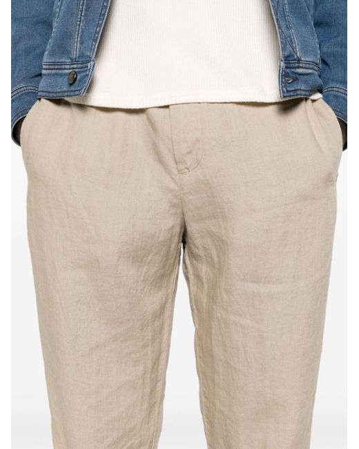 Canali Natural Mid-rise Tapered Linen Trousers for men