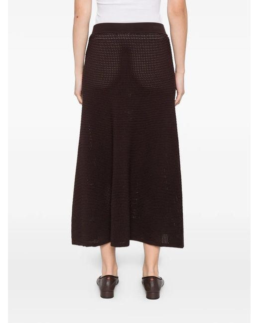 P.A.R.O.S.H. Brown Elastic-Waist Midi Skirt