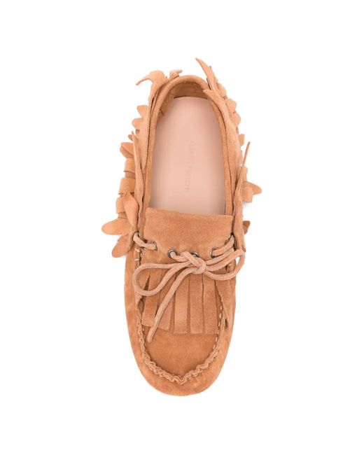 Alberta Ferretti Pink Fringed Suede Shoes
