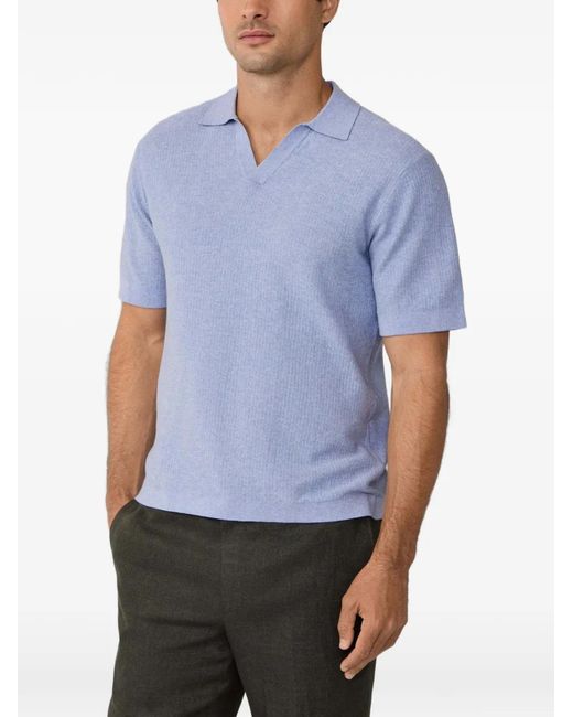 Hackett Blue Riviera Textured-Knit Polo Shirt for men