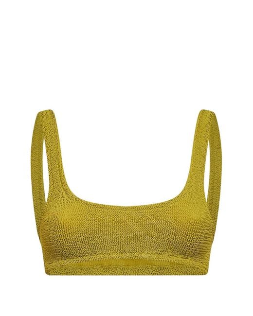 Mc2 Saint Barth Green Naima Crinkle-Effect Bikini Top
