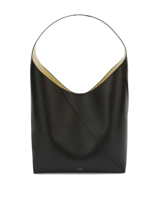 Jil Sander Black Smooth Leather Hobo Tote Bag