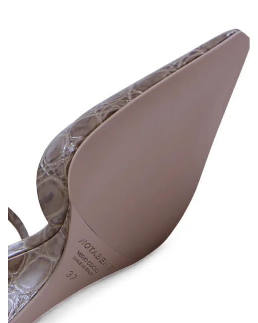 Notabene White Elsa 50 Crocodile-Effect Leather Sandals