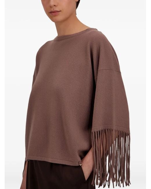Pull En Point Jersey À Franges Herno en coloris Brown