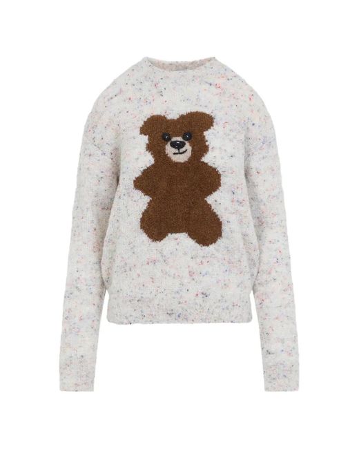 Moschino White Teddy Bear Wool Sweater