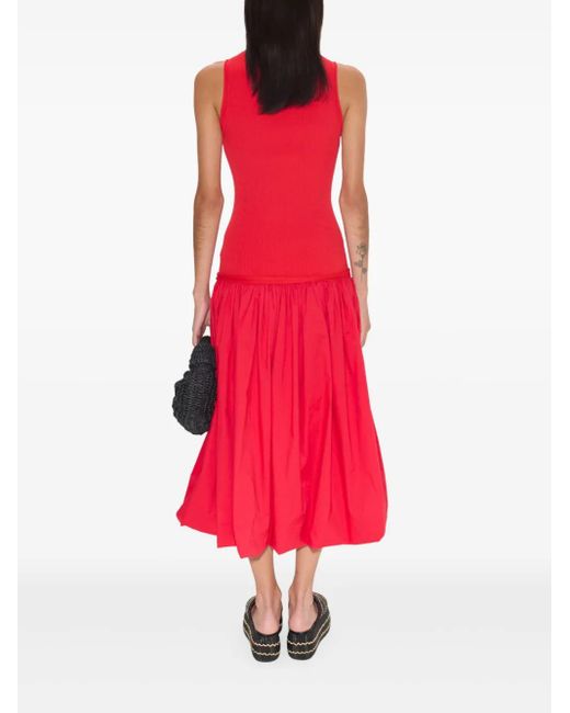 Simon Miller Red Yanez Poplin Midi Dress