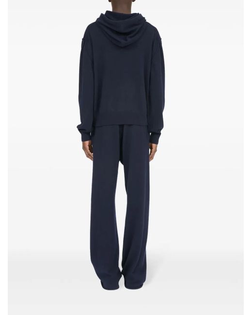 Maison Margiela Blue Pouch-Pocket Kntited Hoodie for men