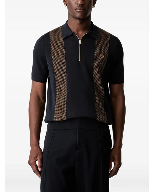 Fred Perry Black Zip-Fastening Polo Shirt for men