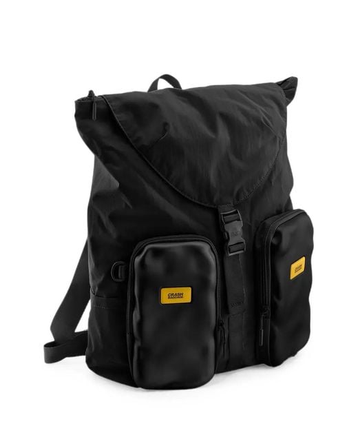 Crash Baggage Black Buckle-Fastening Pocket-Detail Backpack