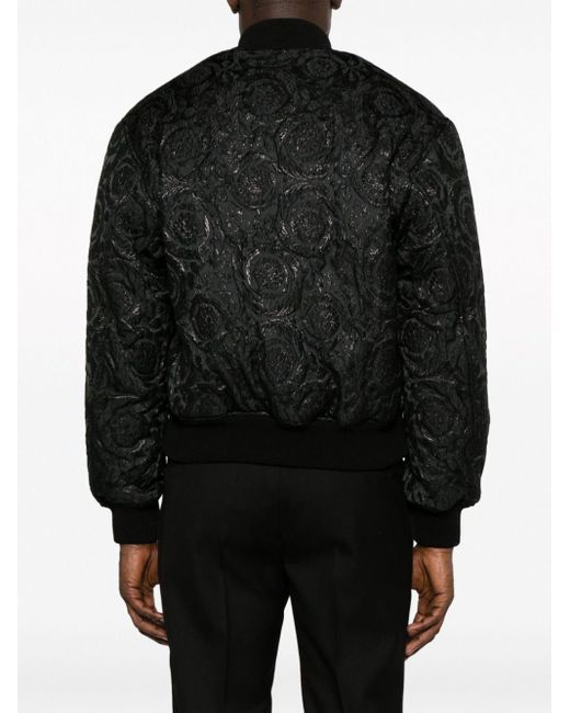 Versace Black Baroque Cloquet Bomber Jacket for men