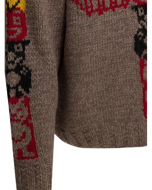 Kapital Brown Intarsia Sweater for men