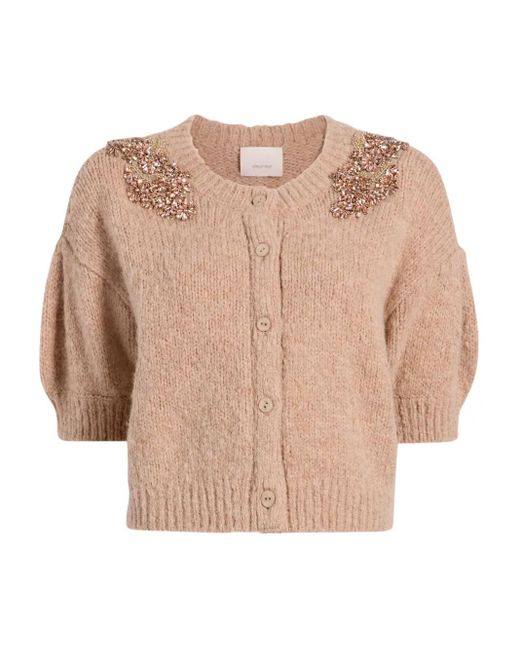 Cinq À Sept Natural Millicent Cardigan mit Puffärmeln