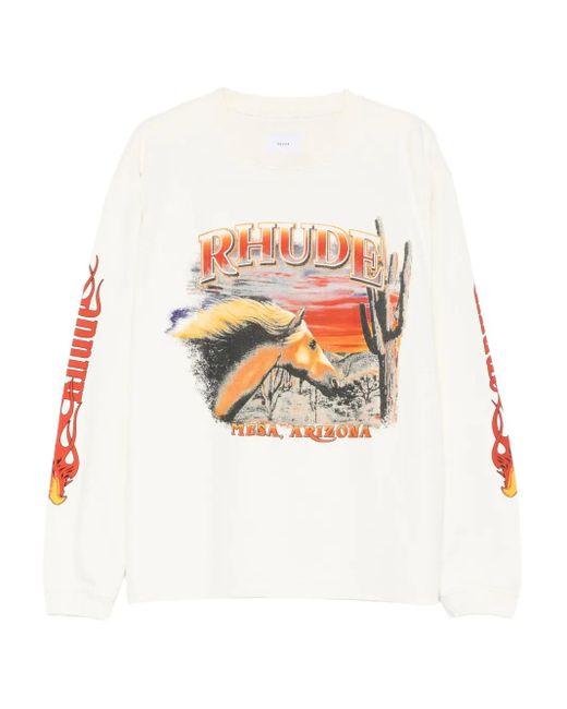 Rhude White Mesa Stallion T-Shirt for men