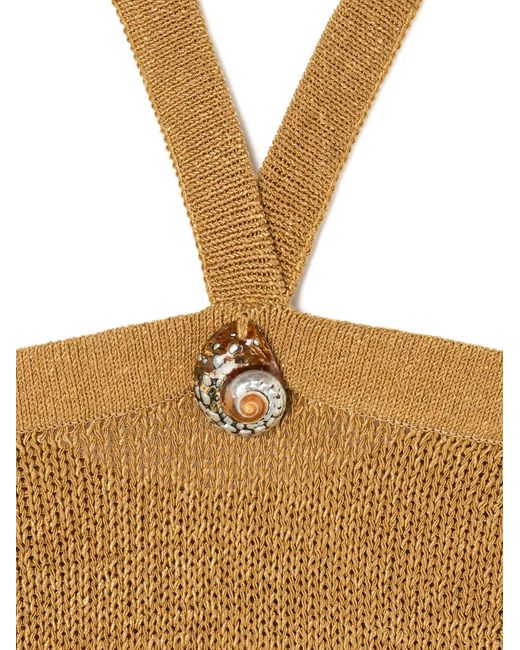 Alanui Brown Halterneck Embellished Tank Top
