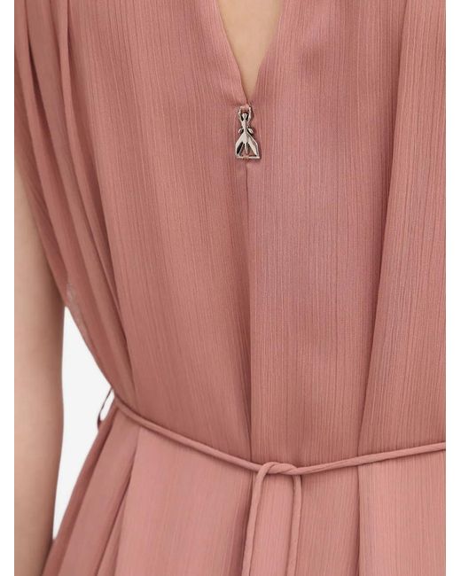Patrizia Pepe Pink Bead-Embellished Pleated Dress