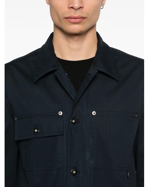 Sobrecamisa Con Bolsillos De Parche Paolo Pecora de hombre de color Blue