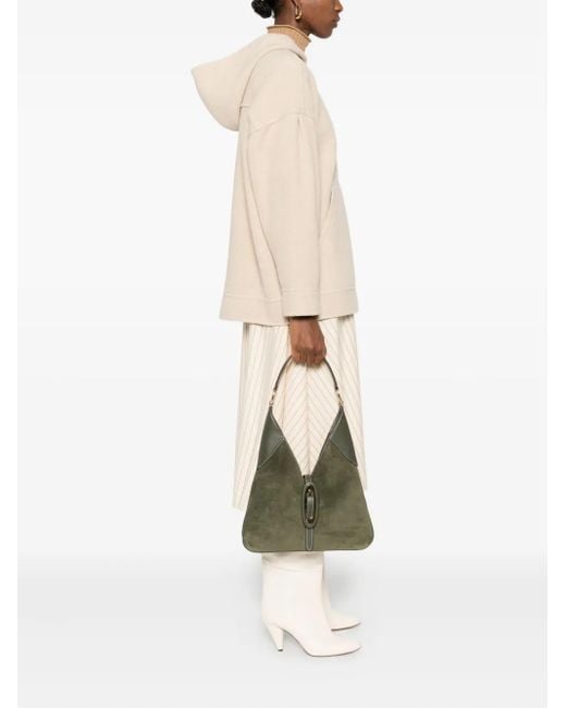 Michael Kors Green Medium Cornelia Suede Buckle Shoulder Bag