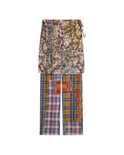 Dries Van Noten White Patchwork Floral-Print Trousers