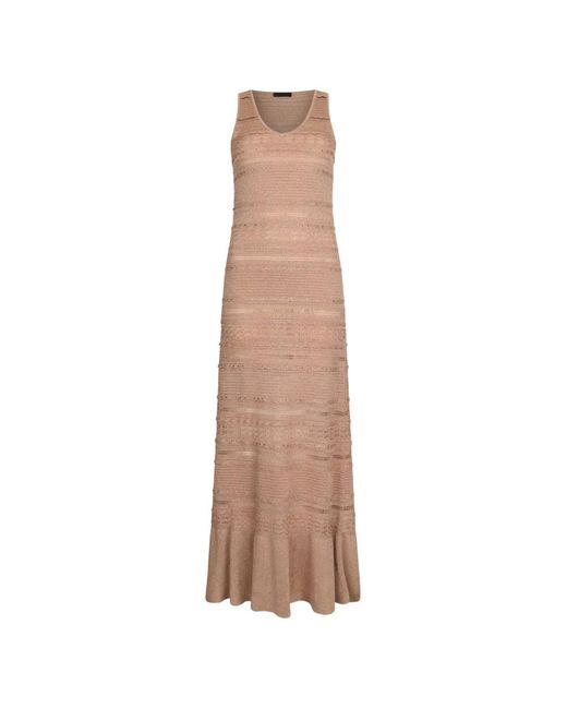 Liu Jo Natural Robe Longue En Maille Ajourée