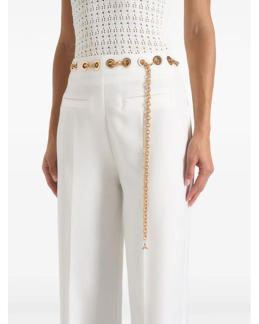 Manière De Voir White Perrine Hardware Detail Belted Trousers