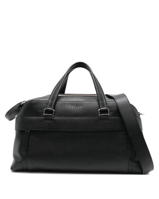 Orciani Black Top-Handle Leather Luggage for men