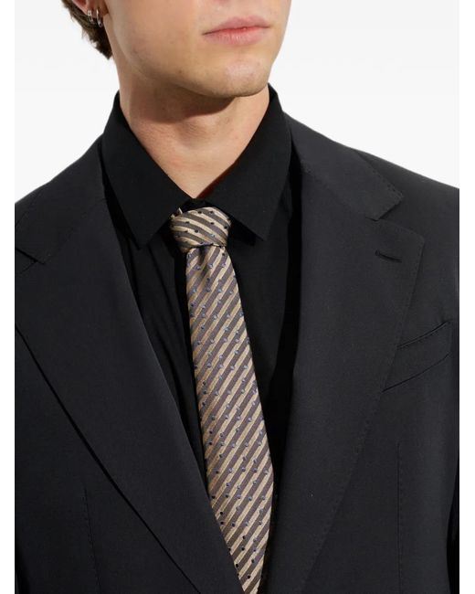 Giorgio Armani White Polka-Dot Striped Tie for men