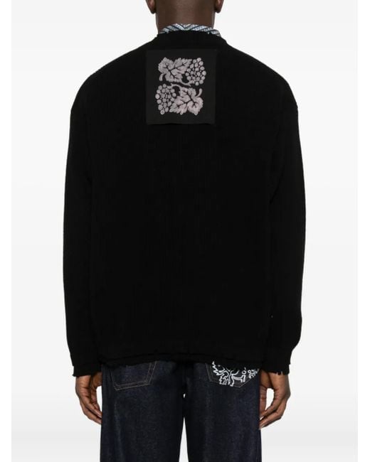 FEDERICO CINA Black Drop-Shoulder Wool Sweater for men