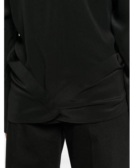 Victoria Beckham Black Wrap Front Silk Shirt