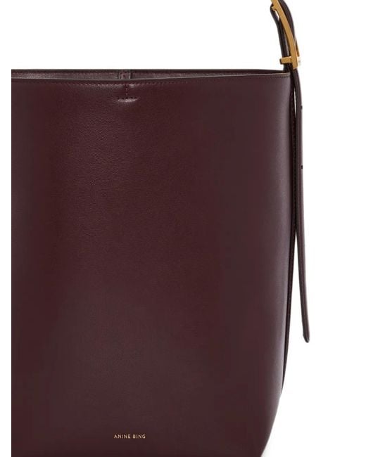 Anine Bing Purple Elly Bucket Bag Grained Leather