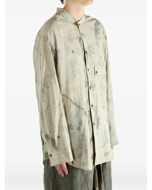 Ziggy Chen White Abstract-Print Cotton Shirt for men