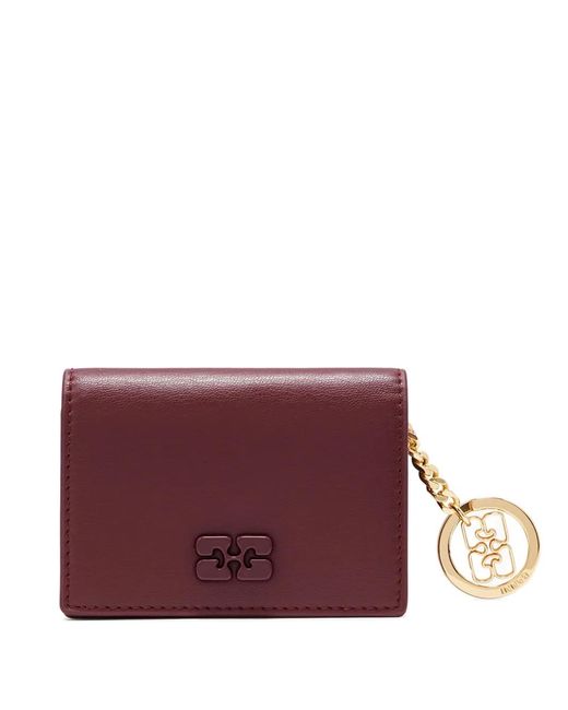 Ganni Purple Logo-Charm Wallet