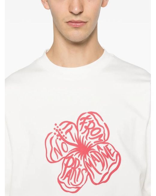 Drole de Monsieur Hibiskus-T-Shirt mit Slogan in Pink für Herren