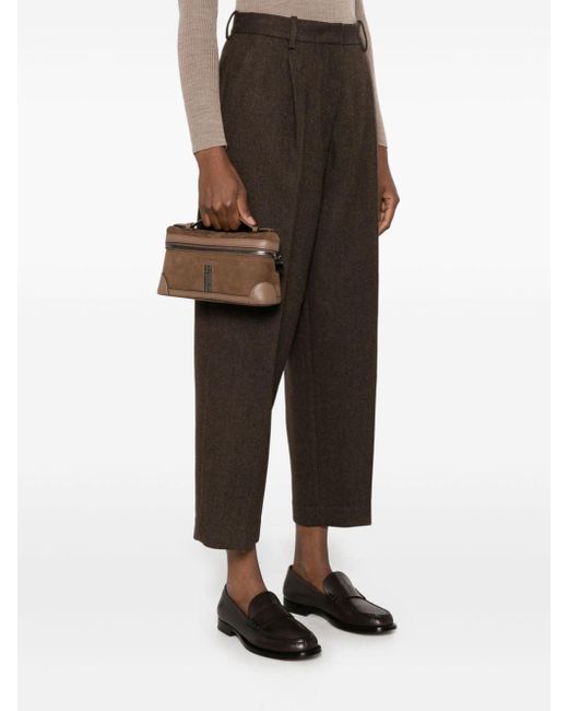 Peserico Brown Suede Tote Bag