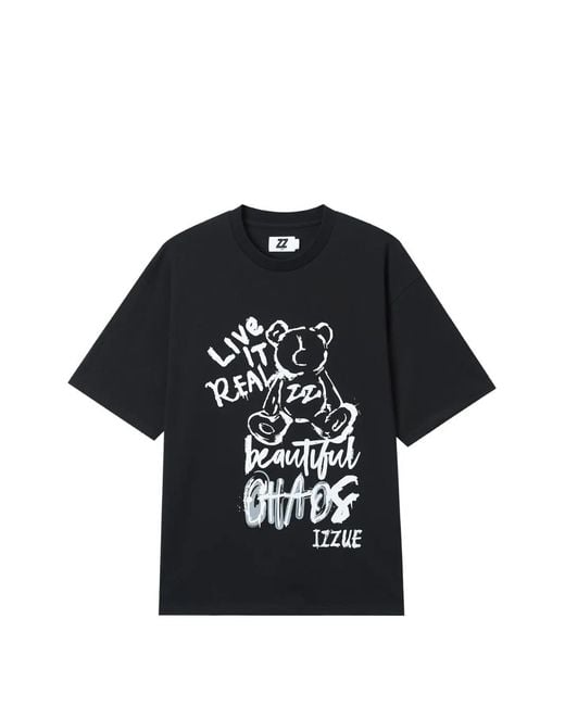 Izzue Black Graphic-Print T-Shirt for men