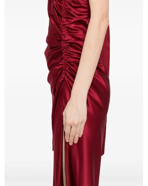 Michelle Mason アシンメトリー シルクドレス Red