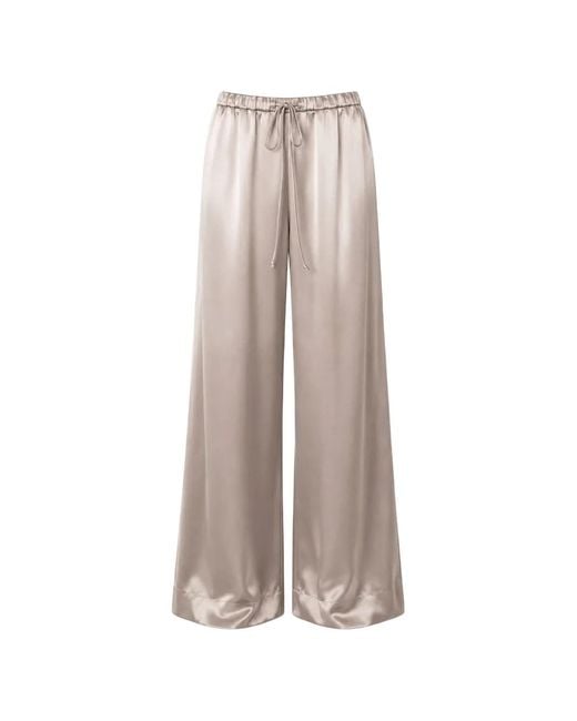 Liviana Conti Natural Drawstring-Waist Satin-Finish Palazzo Pants