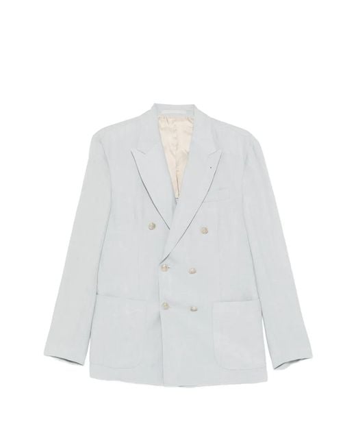 Eleventy White Double-Breasted Pocket Jacket for men