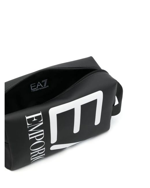 EA7 Black Logo-Print Wash Bag