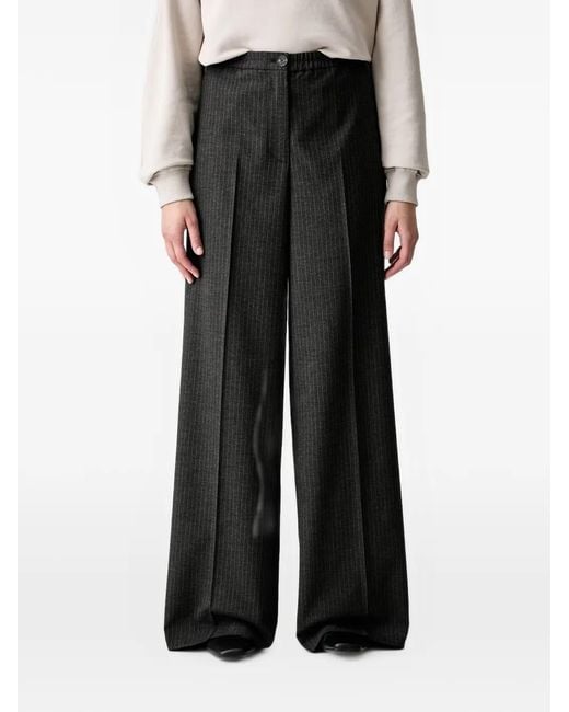 Marc O' Polo Black Pinstripe-Pattern Trousers