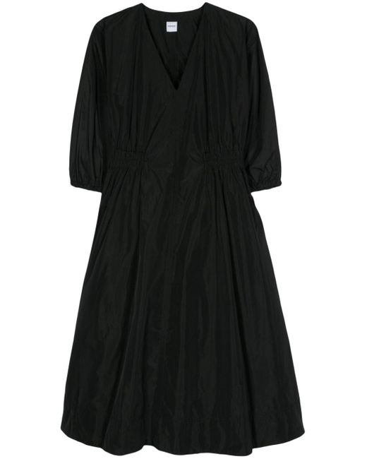 Aspesi Black Ruched-detail Midi Dress