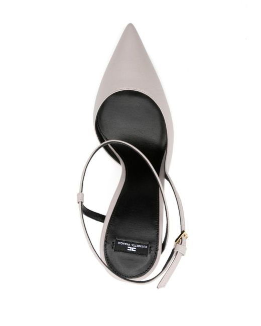 Elisabetta Franchi White 115mm Logo-heel Leather Pumps