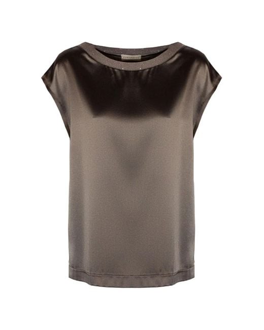 Purotatto Brown Blouse À Manches Courtes