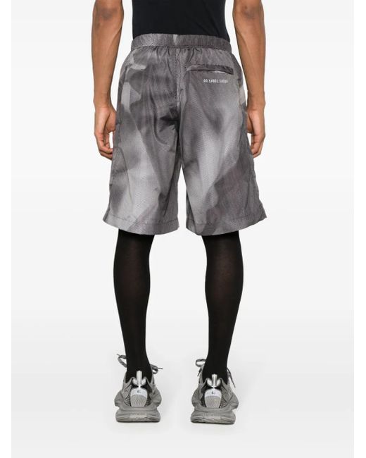 44 Label Group Gray Crinkle Graphic-Print Shorts