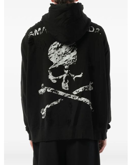 Mastermind Japan Black Distressed Logo-Print Hoodie for men