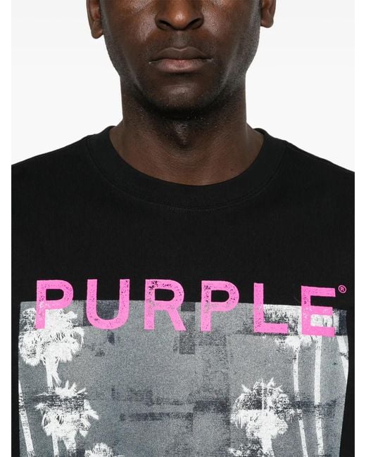 Purple Brand Black Mirage Graphic-Print T-Shirt for men